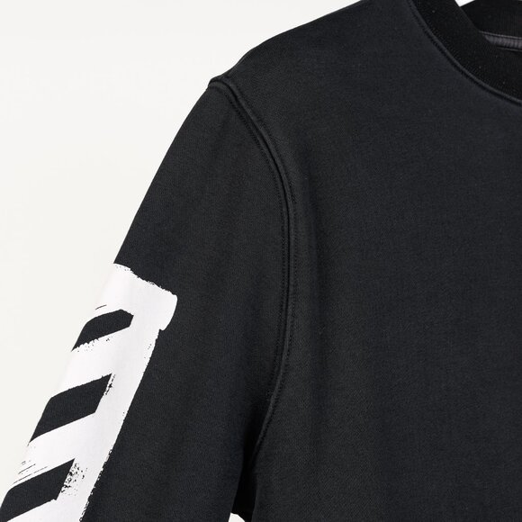 Off-White Black & White Brushed Diagonals Crewneck Sweatshirt - Picture 5 of 10